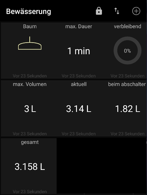 MQTT Dash Oberfläche zur Bewässerung