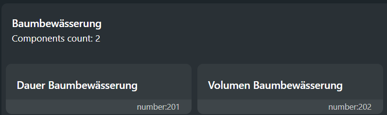 angelegte virtuelle Komponenten für Dauer und Volumen