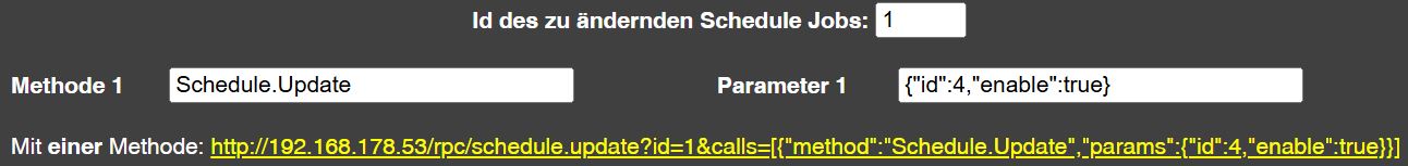 Einträge und Link zu Schedule Job 1